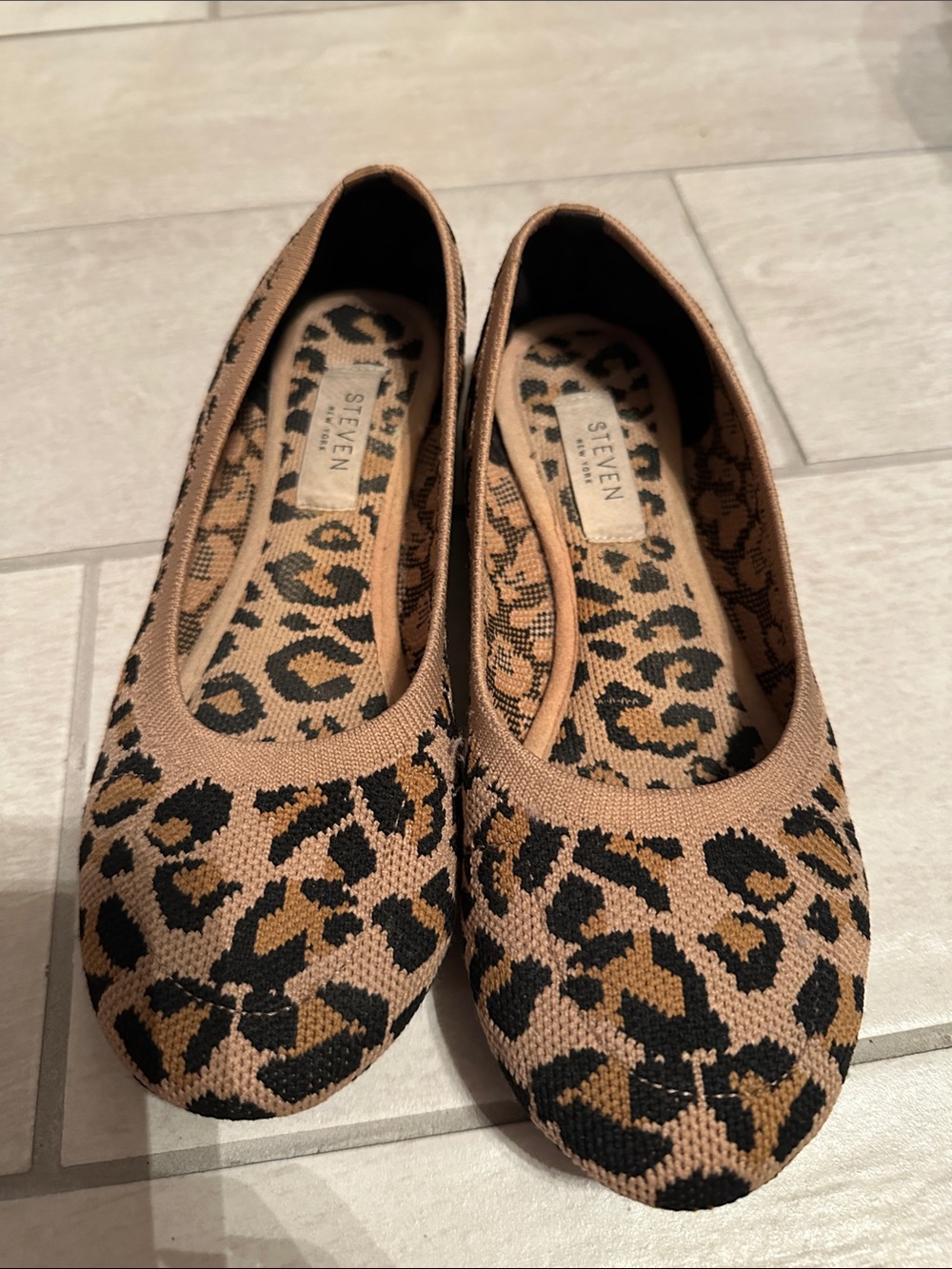 Steven by Steve Madden Leopard Knit Ballet Flats - Brown/Black 6